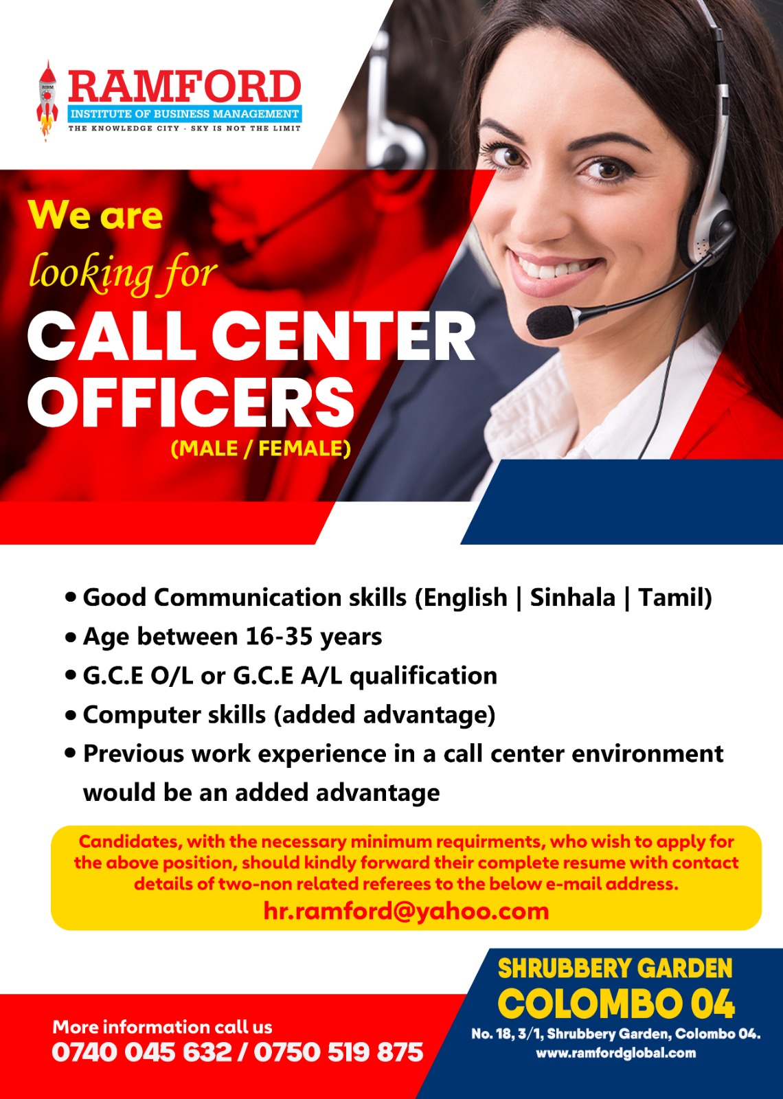 Call Center Executives Required